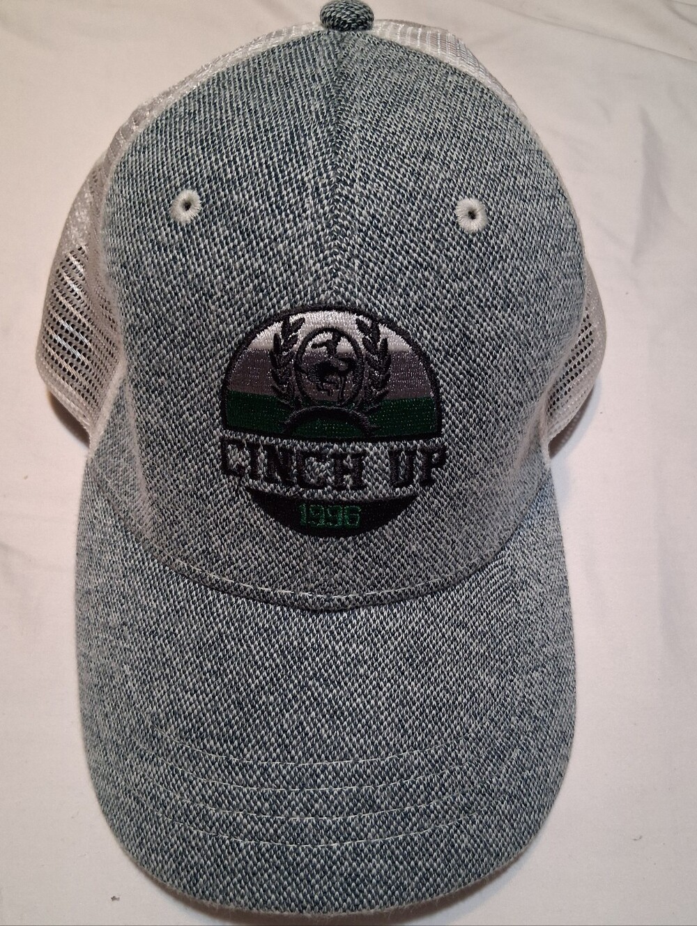 Cinch Up 1996 Men's Western Trucker Hat Grey/White Mesh Back Snapback Cap